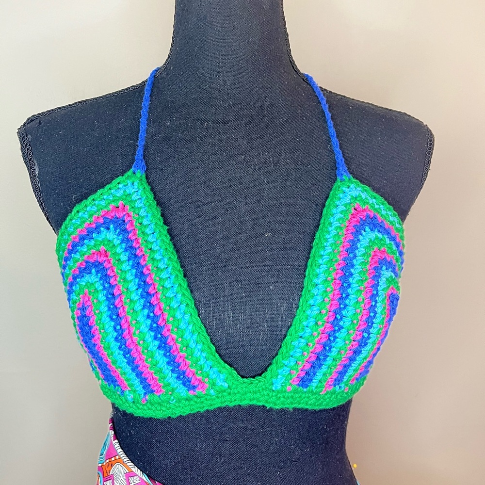 Crochet Bra bikini top, Handmade By Seller, cotton yarn washable swim